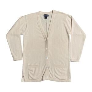 Vintage Lands’ End Fine 2 Ply Cashmere V-Neck Cardigan Sweater Size Small